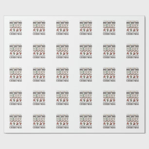 Ho Frohe Weihnachten Santas Kariertes Band Geschenkpapier