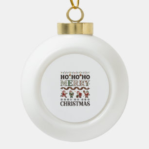 Ho Frohe Weihnachten Santas Kariertes Band Keramik Kugel-Ornament