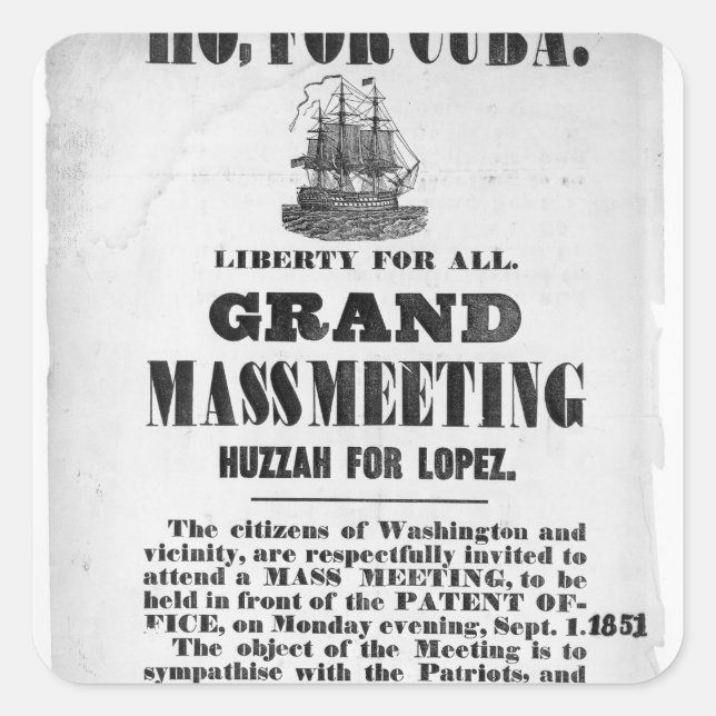 Ho, für Kuba Quadratischer Aufkleber (Vorderseite)