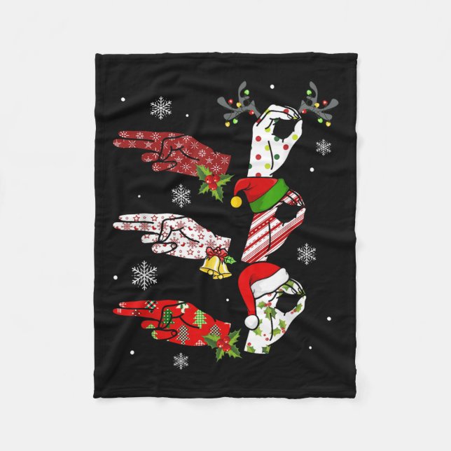 Ho Ho Asl Sign Language Deaf Pride Family Pajamas Fleecedecke (Vorderseite)