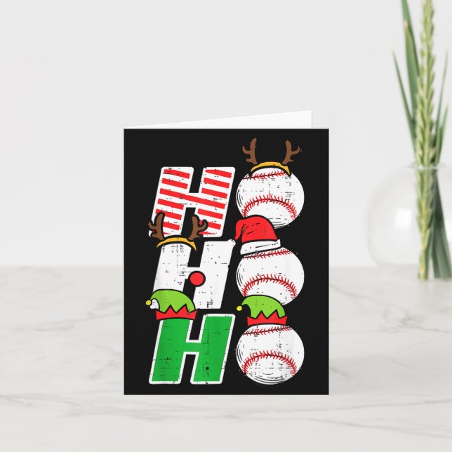 Ho Ho Baseball Elf Candy Cane Funny Christmas Srt  Karte (Vorderseite)