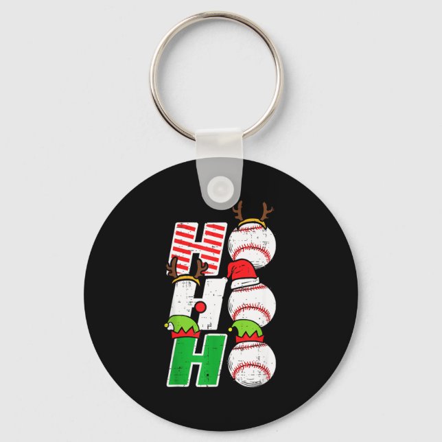 Ho Ho Baseball Elf Candy Cane Funny Christmas Srt  Schlüsselanhänger (Vorderseite)