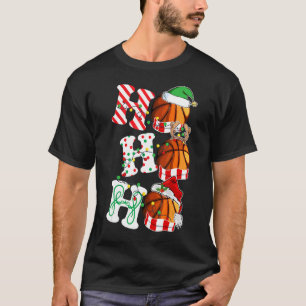 Ho Ho Basketball Lights Weihnachtsmannmütze Rentie T-Shirt