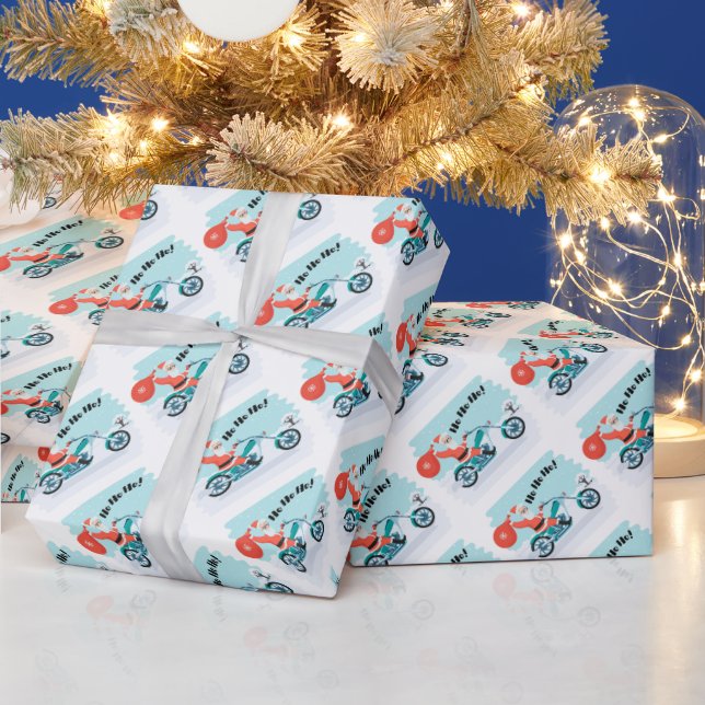 Ho Ho Biker Santa Wrapping Paper Geschenkpapier (Feiertage)