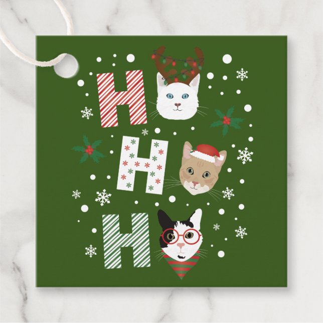Ho Ho Cats Frohe Weihnachten Geschenkanhänger (Vorderseite)