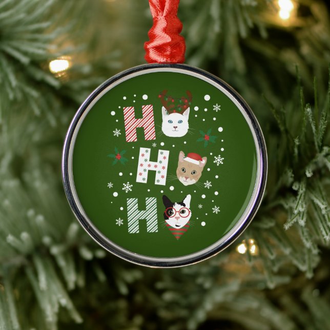 Ho Ho Cats Frohe Weihnachten Ornament Aus Metall (Baum)