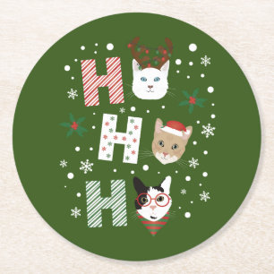 Ho Ho Cats Frohe Weihnachten Runder Pappuntersetzer