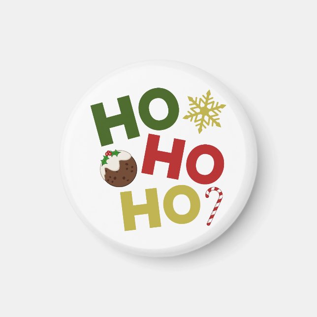 HO HO+Christmas Pudding, Candy, Snowflake Magnet (Vorne)