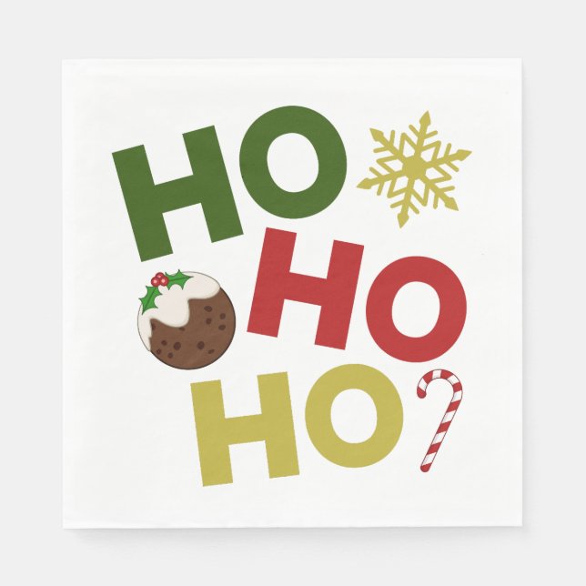 HO HO+Christmas Pudding, Candy, Snowflake Serviette (Vorderseite)