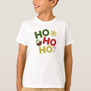 HO HO+Christmas Pudding, Candy, Snowflake T-Shirt