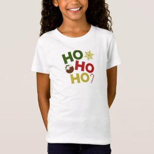 HO HO+Christmas Pudding, Candy, Snowflake T-Shirt