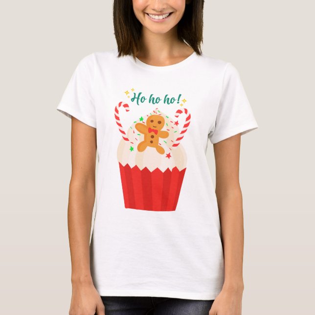 Ho Ho Cookie Design T - Shirt in Weiß (Vorderseite)