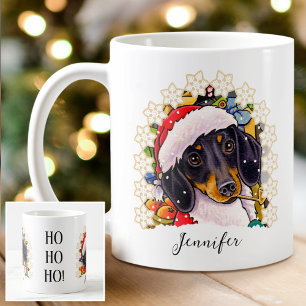 Ho ho! Dackel Santa Dog Individuelle Name Kaffeetasse
