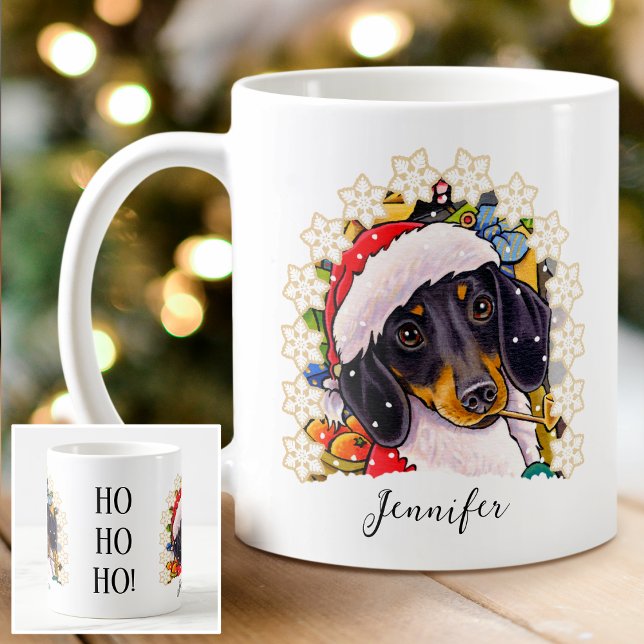 Ho ho! Dackel Santa Dog Individuelle Name Kaffeetasse (Von Creator hochgeladen)