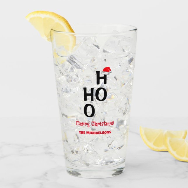 Ho Ho: Frohe Weihnachten Glas (Vorderseite Ice)