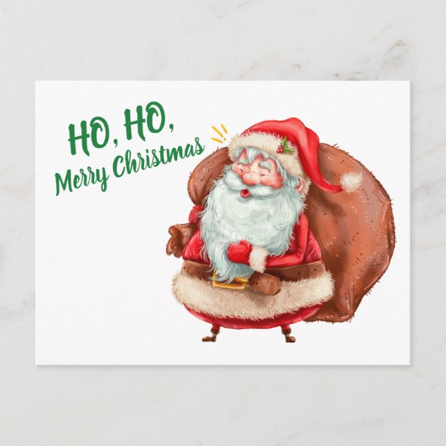 Ho Ho Frohe Weihnachten Postkarte (Vorderseite)
