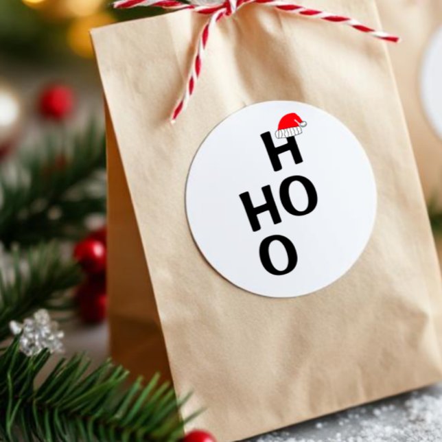 Ho Ho: Frohe Weihnachten Runder Aufkleber (Von Creator hochgeladen)