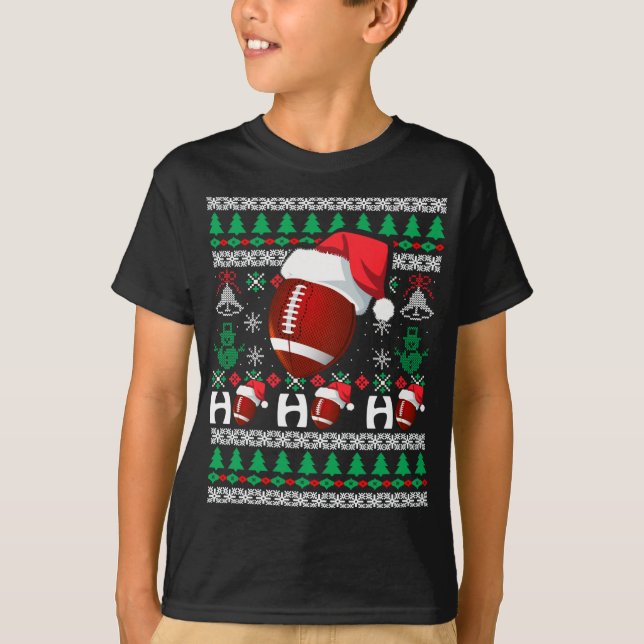 HO HO Fußball Ugly Christmas Sweater Weihnachtsman T-Shirt (Vorderseite)