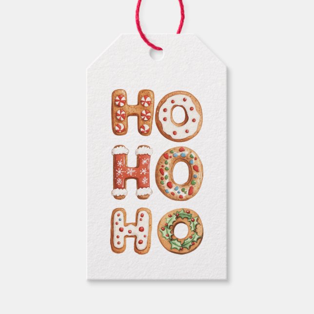 Ho Ho Gingerbread Cookie Weihnachten Geschenkanhänger (Vorderseite)