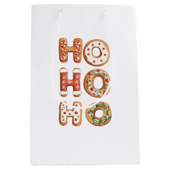 Ho Ho Gingerbread Cookie Weihnachten Mittlere Geschenktüte (Vorderseite)