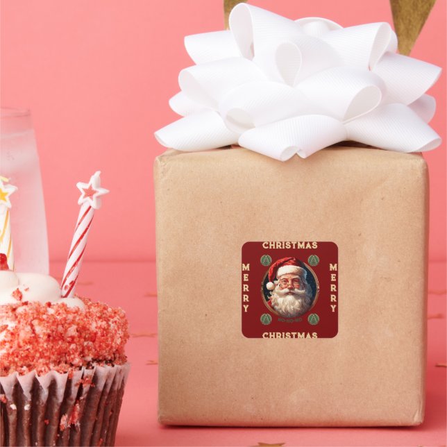 Ho Ho Glück Quadratischer Aufkleber (Party)