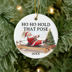 Ho Ho Halt diese Pose Lustiger Weihnachtsmann mach Keramik Ornament