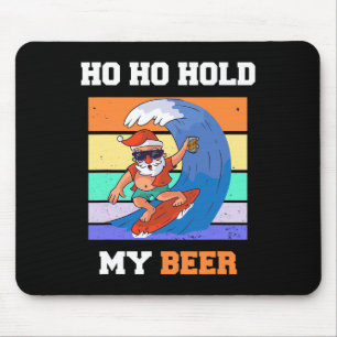 Ho Ho Halten Sie Bier Surfer Weihnachtsmann Xmas P Mousepad