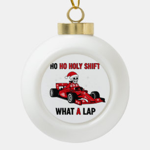 Ho Ho Heiliger Runde Weihnachtsmann Rennwagen Lieb Keramik Kugel-Ornament