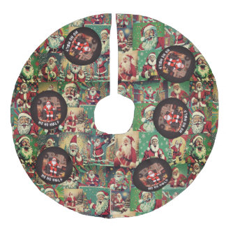 HO HO HELP-Baumrock Leinenimitat Weihnachtsbaumdecke