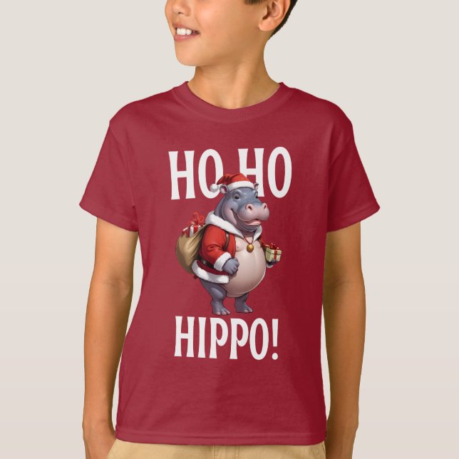 Ho Ho Hippo Christmas Humor Design T-Shirt (Vorderseite)