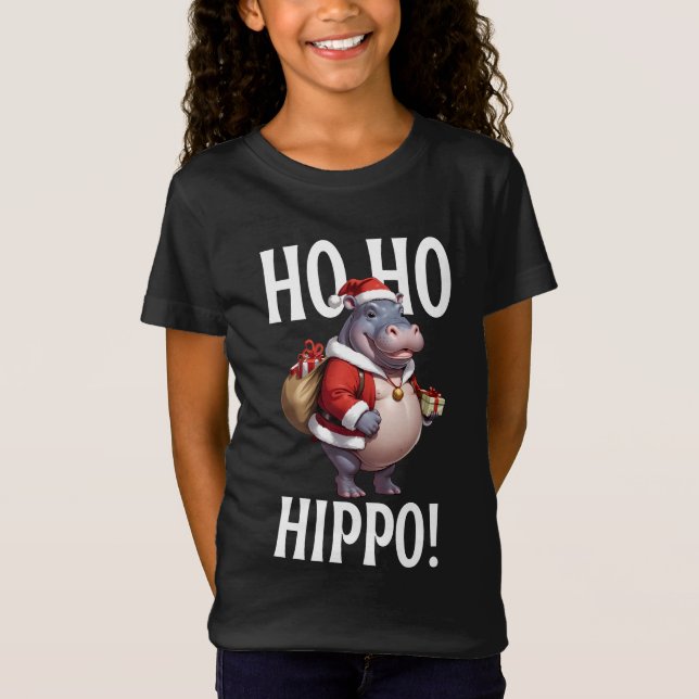 Ho Ho Hippo Christmas Humor Design T-Shirt (Vorderseite)