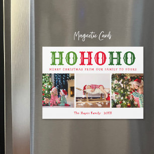 Ho Ho Ho 3 FotoCollage Magnetic Holiday Card Magnetkarte