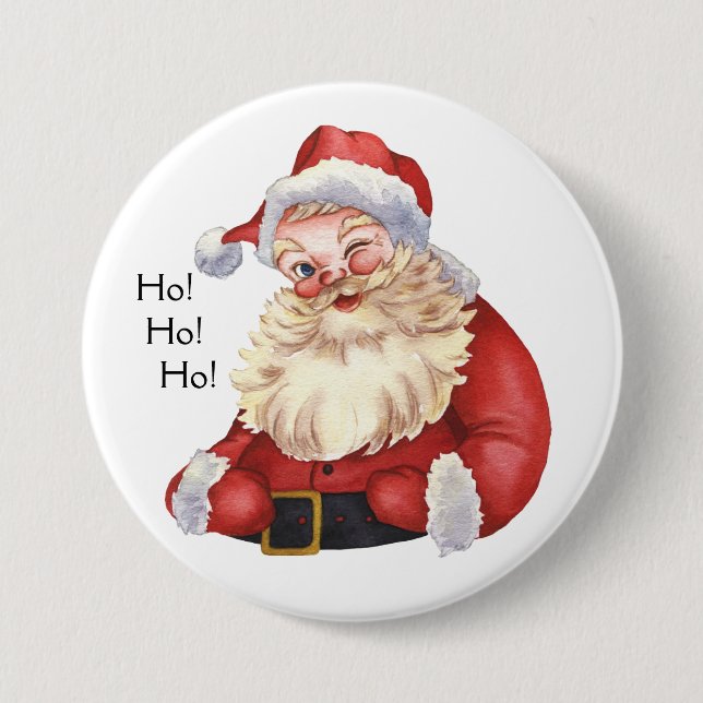 Ho! Ho! Ho! Altmodischer Weihnachtsmann Button (Vorderseite)