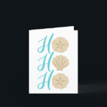 Ho Ho Ho Beach Weihnachtssand Dollar und Muschel Feiertagskarte<br><div class="desc">Niedliches Weihnachtsdesign am Strand mit Textlesen "Ho Ho Ho" mit Sand Dollars und Muscheln.</div>
