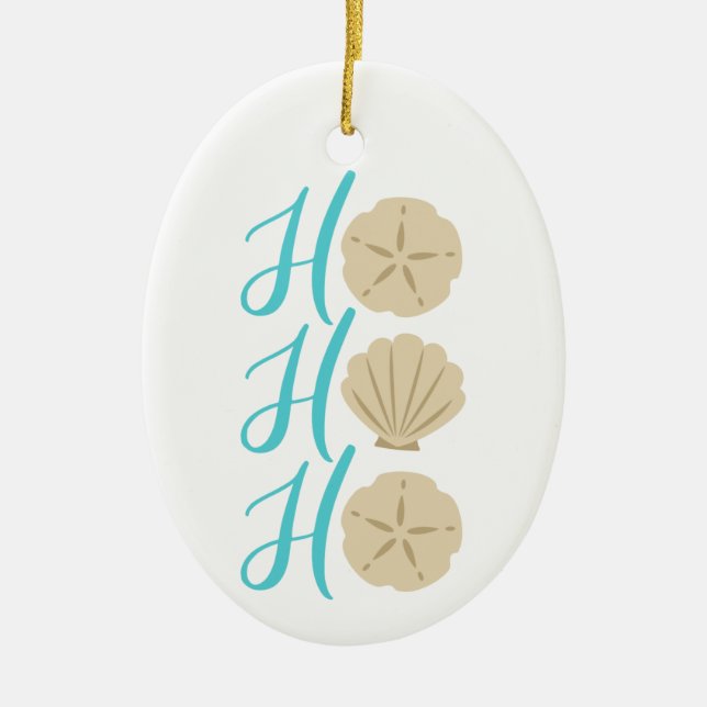Ho Ho Ho Beach Weihnachtssand Dollar und Muschel Keramik Ornament (Vorne)