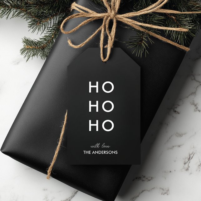 HO HO HO Black Christmas Geschenkanhänger (Von Creator hochgeladen)