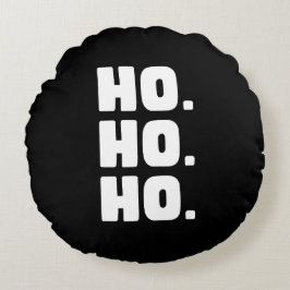 HO. HO. HO. Black & White With Buffalo Plaid Back Rundes Kissen