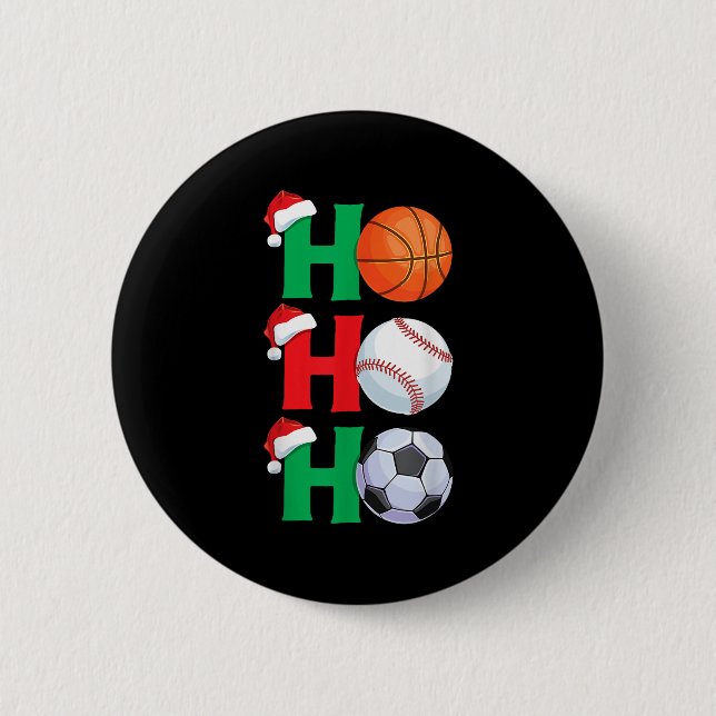 Ho Ho Ho Boys Christmas Srts Basketball Baseball S Button (Vorderseite)