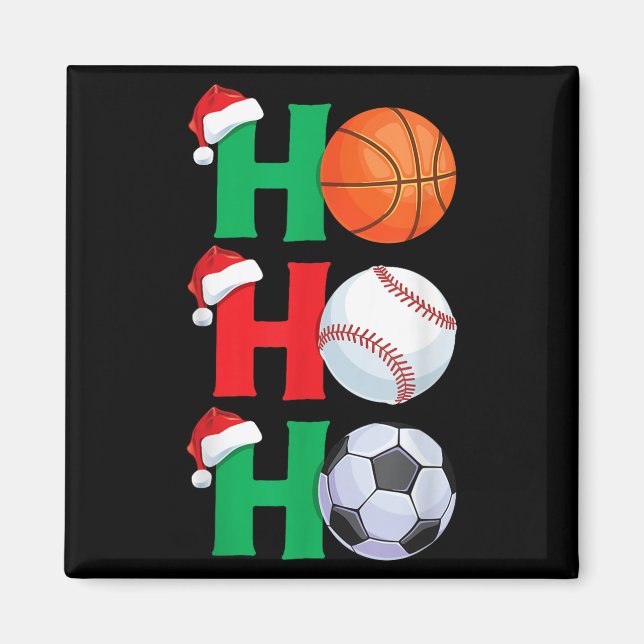 Ho Ho Ho Boys Christmas Srts Basketball Baseball S Magnet (Vorne)