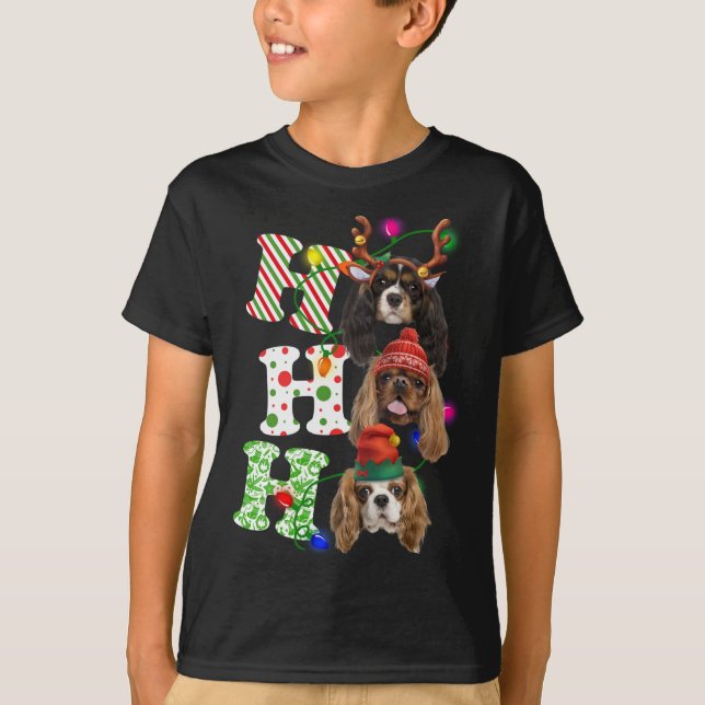 Ho Ho Ho Cavalier King Charles Spaniel Niedlich Ch T-Shirt (Vorderseite)