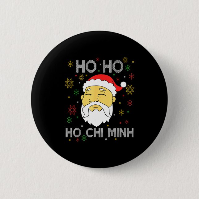 Ho Ho Ho Chi Minh Asian Vietnamese Santa Claus Chr Button (Vorderseite)