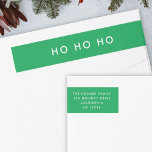 Ho Ho Ho | Christmas Bright Green Rücksendeadresse<br><div class="desc">Einfache,  stilvolle "Ho Ho Ho"-Umhüllung in Grün mit einer modernen,  minimalistischen Typografie in Weiß,  die leicht mit Ihrem eigenen Gruß,  Familiennamen & Adresse personalisiert werden kann,  um mit unserem passenden Urlaubskarten-Sortiment zu paaren!</div>