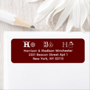 Ho Ho Ho Christmas burgundy maroon wine Address