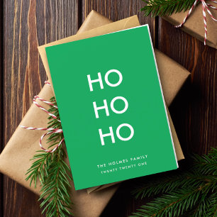 Ho Ho Ho   Christmas Cheer Bright Green Simple Feiertagskarte