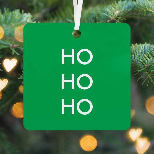 Ho Ho Ho | Christmas Cheer Bright Green Simple Ornament Aus Metall (Von Creator hochgeladen)