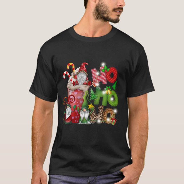 Ho Ho Ho Christmas Gnome Ice Cream Lover T-Shirt (Vorderseite)