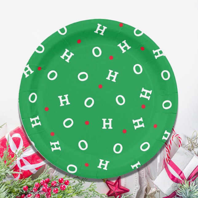 Ho Ho Ho Christmas Green Red Party Paper Napkin Pappteller (Von Creator hochgeladen)