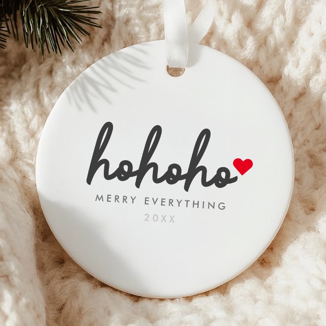 Ho Ho Ho | Christmas Heart Modern Minimalist Keramik Ornament (Von Creator hochgeladen)