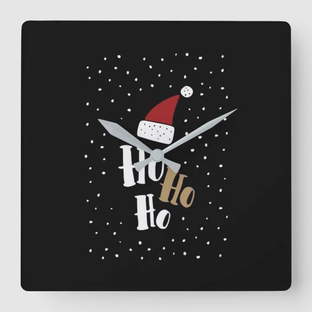 **HO HO HO CHRISTMAS** KLOCK QUADRATISCHE WANDUHR (Vorderseite)