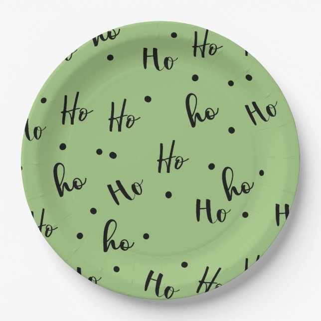 Ho Ho Ho Christmas Red Background Pappteller (Vorderseite)